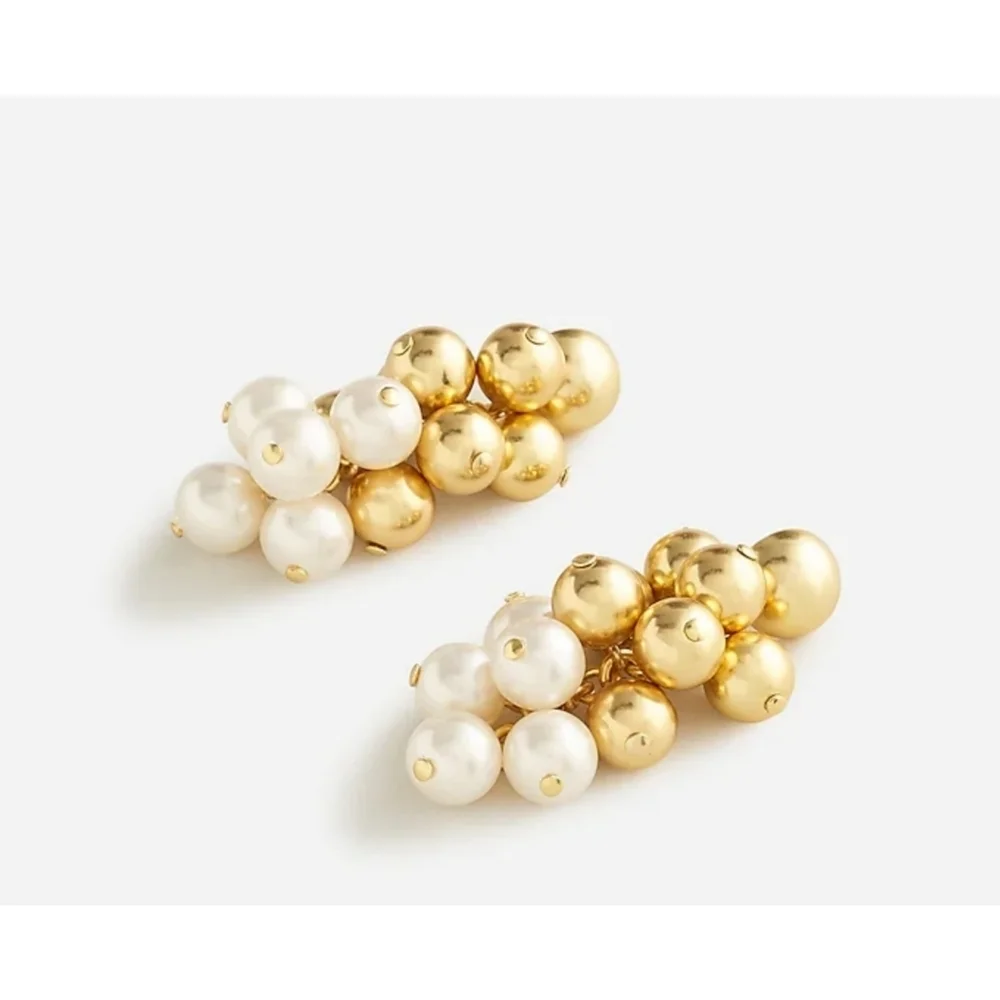 24. J.Crew Pearl and metallic-ball cluster earrings
